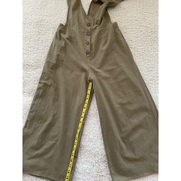 Sienna Sky Olive Green Jumpsuit Button Front Wide Leg V Neck Casual Romper *Flaw - Picture 10 of 15
